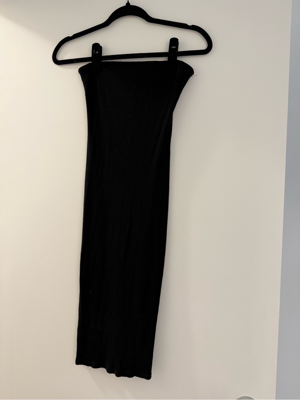 Mind Code Black Ribbed Midi Skirt